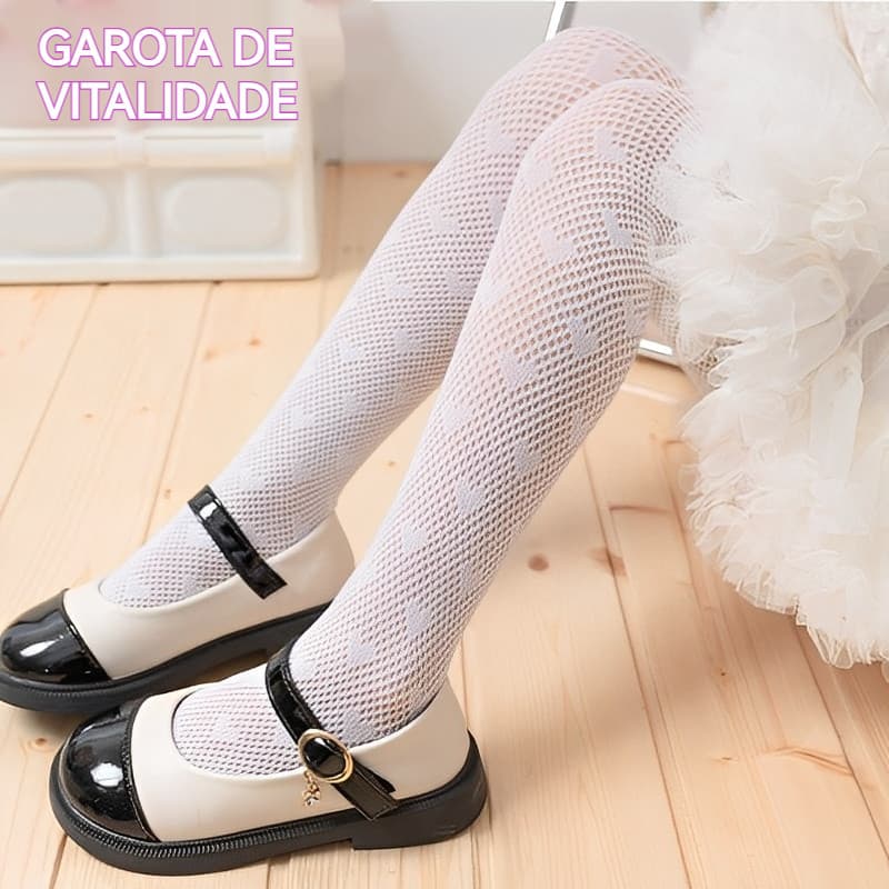 Meia Calça Arrastão Infantil Super Fofa Presente Perfeito para Festas Preto e Branco Respirável