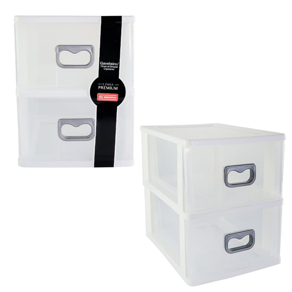 Mini Gaveteiro de Plástico Organizador Branco com Gavetas Transparentes