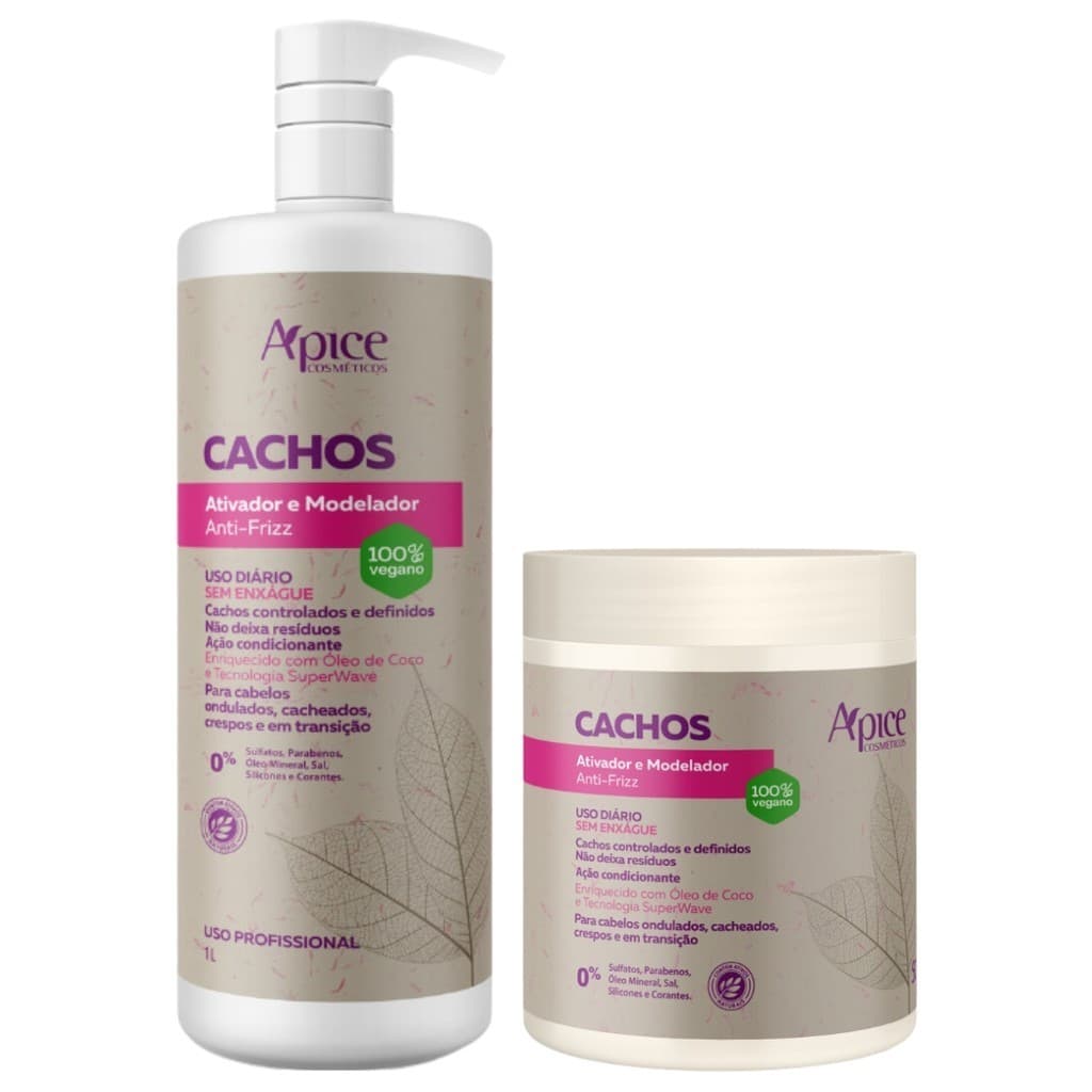 Ativador E Modelador De Cachos Apice Vegano Anti Frizz Creme De Pentar Uso Diario- Escolha O Tamanho