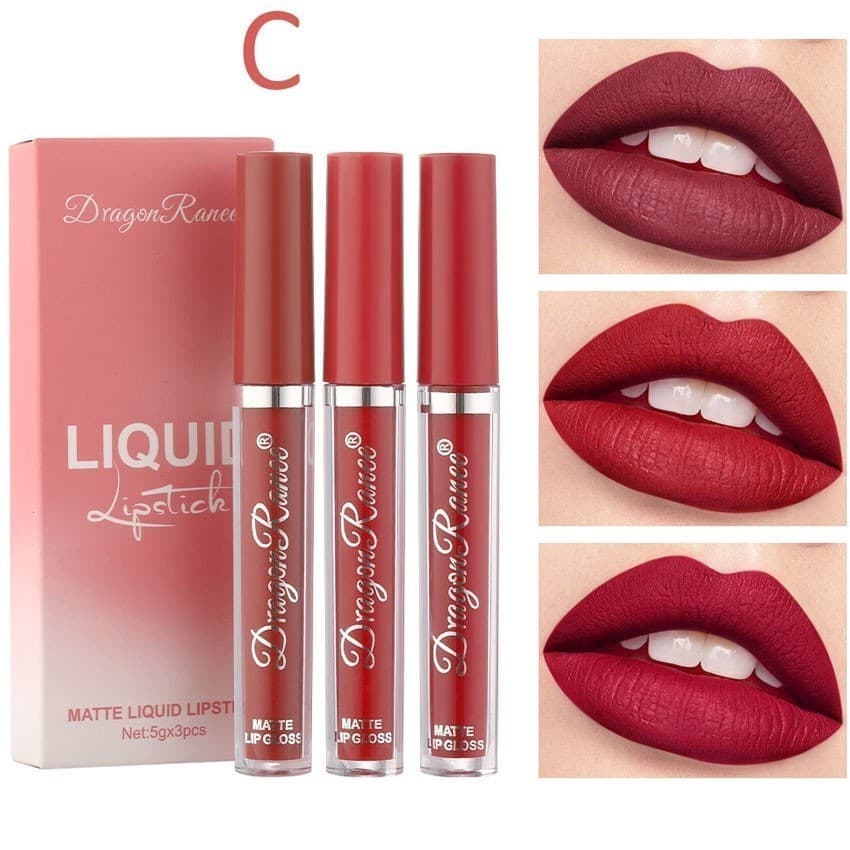 Conjunto de 3 batons saturated Velvet Matte / fosco aveludado Lip Gloss/Long Lasting Waterproof