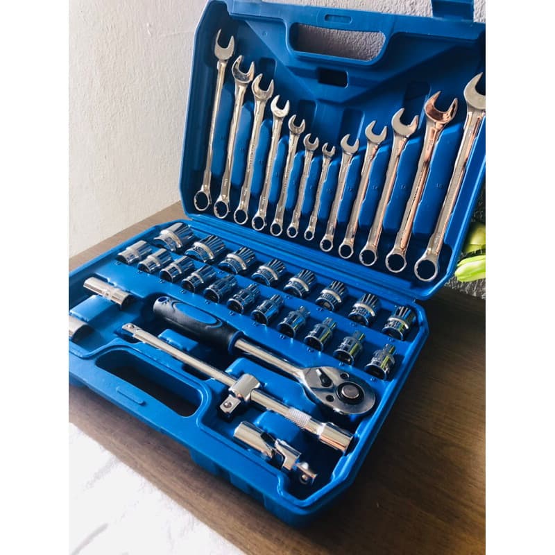 Kit de Ferramentas 37 Peças profissional jogo chave combinada soquetes e catraca grande