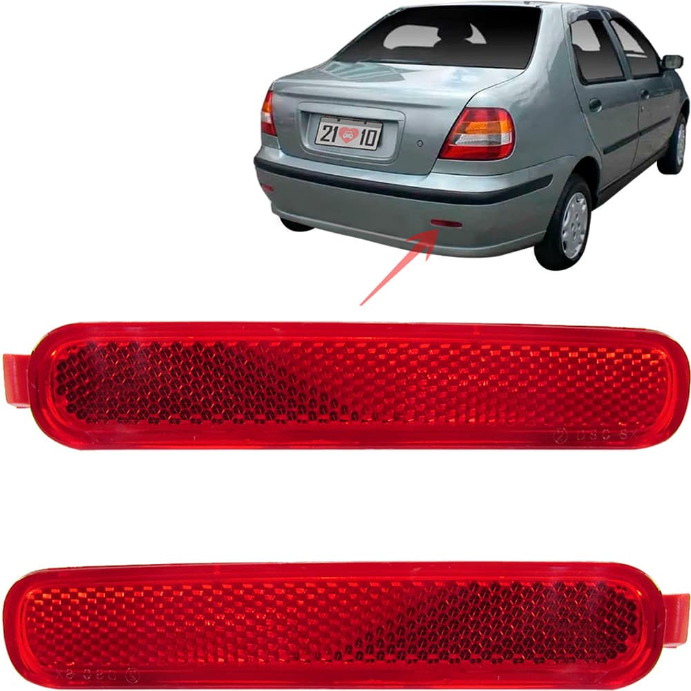 PAR DE REFLETOR TRASEIRO SIENA 2001 2002 2003 2004 2005 2006 E 2007 VERMELHO