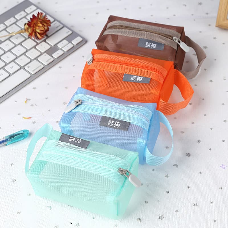 Malha De Náilon Transparente Saco De Armazenamento Chave Moeda Bolsa Portátil Fone De Ouvido Cabo Dados Organizador Bato