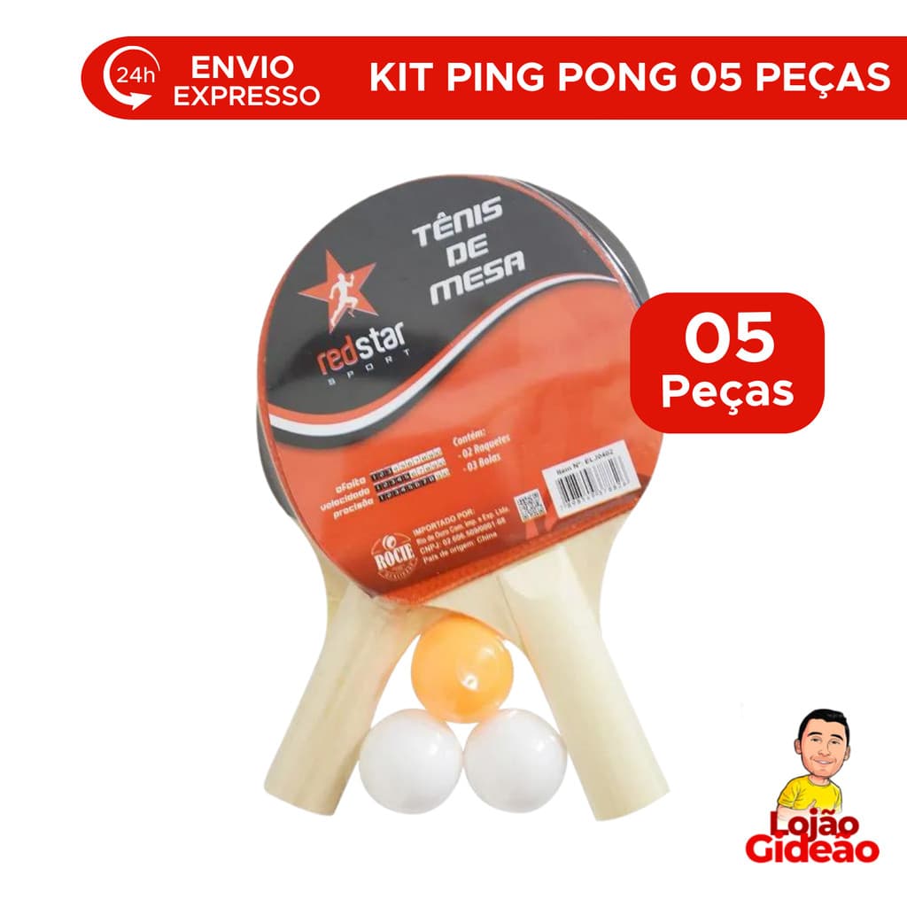 Kit Raquete Ping Pong 2 Jogadores Com 3 Bolinhas