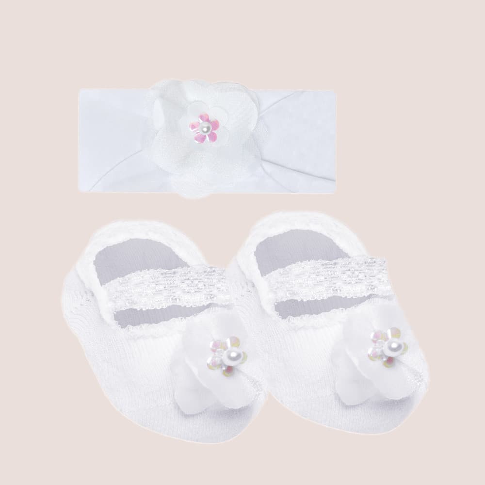 Meia Sapatilha Selene Para Bebe E Faixa Elástica E Ajuste Perfeito Para O Dia A Dia