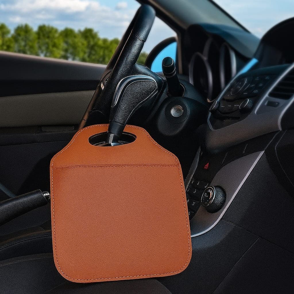 Kit 02 Lixeira Para Carro Universal Couro ecologico, Encaixe Câmbio, elegante.