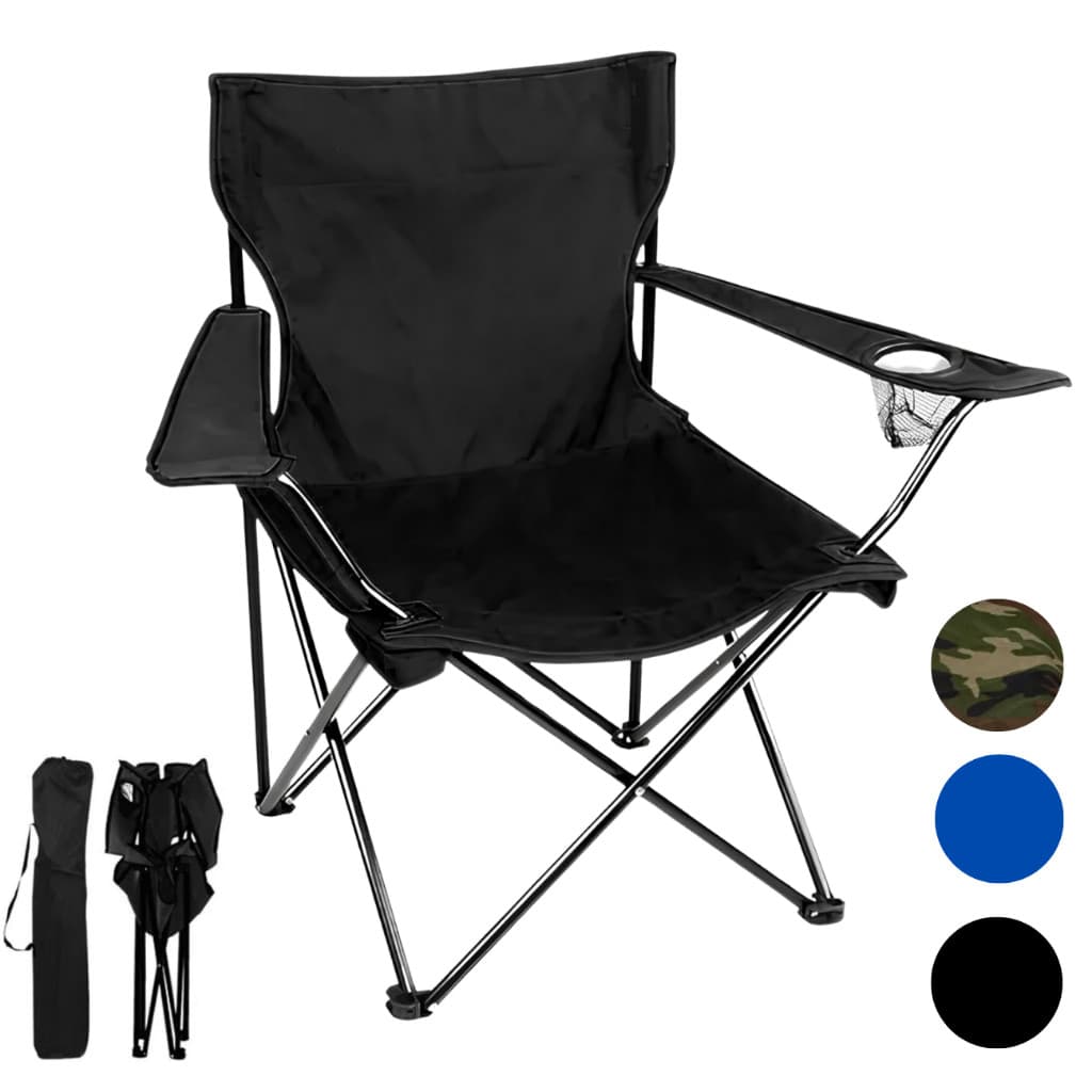 kit2  Cadeira Dobrável Camping Portátil Com Apoio De Braço e Porta Copo Suporta 130kg livrecasa