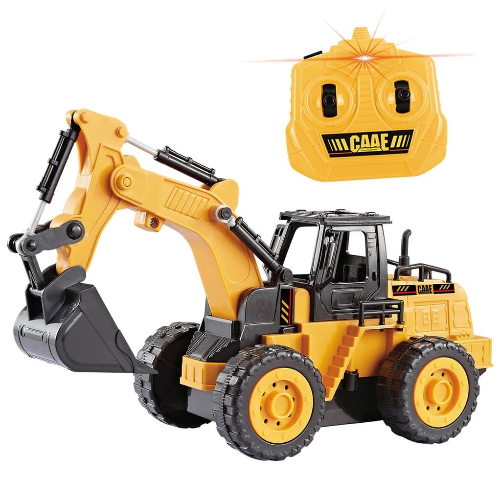 Escavadeira Controle Remoto Infantil Com Pá Articulada Realista Para Obra E Terreno - Dm Toys
