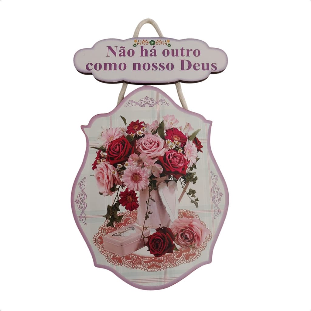 Placa Decorativa Vintage Não há outro nosso Deus Presente Cristão Quadro Evangélico Frase Bíblica