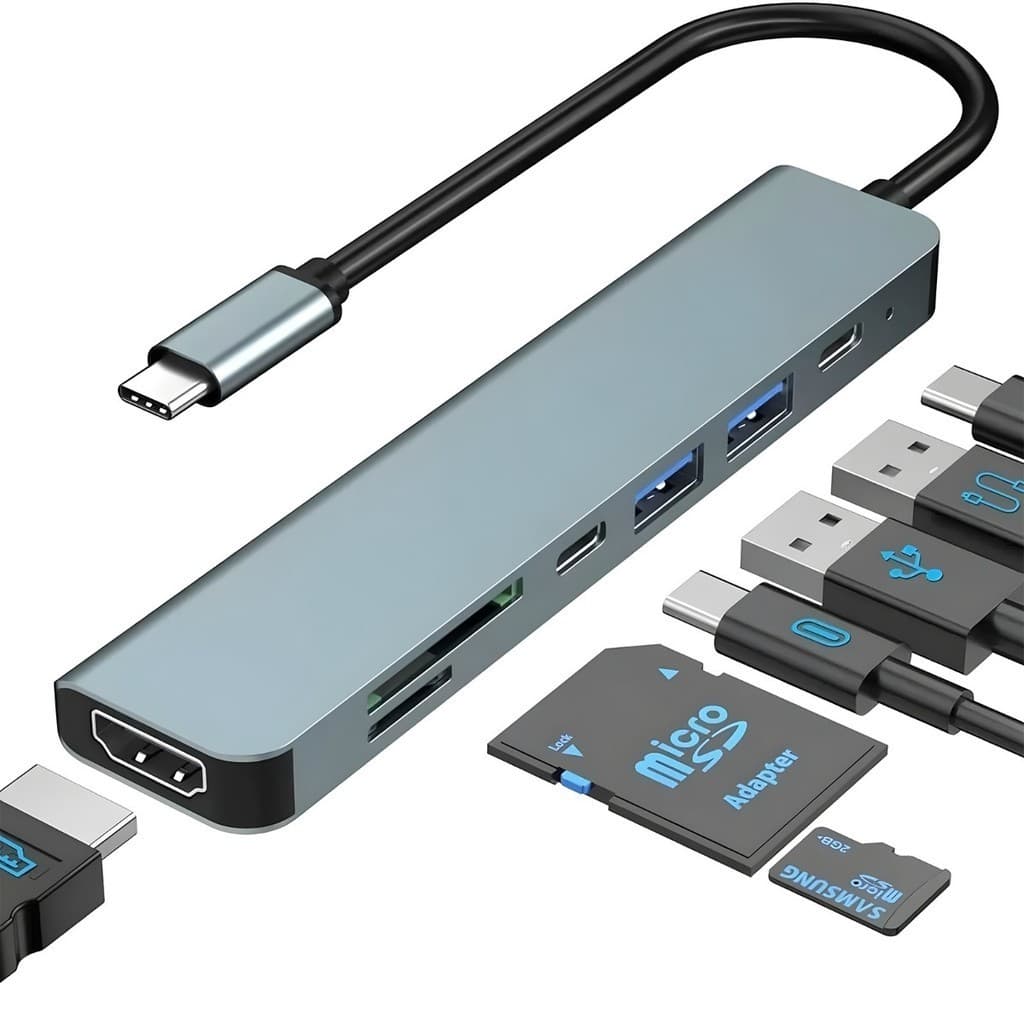 Hub Adaptador USB 7 Em 1 USB 3.0 USB 2.0 USB-C Expansor De Portas Alta Velocidade Para Notebook PC MacBook Plug Play
