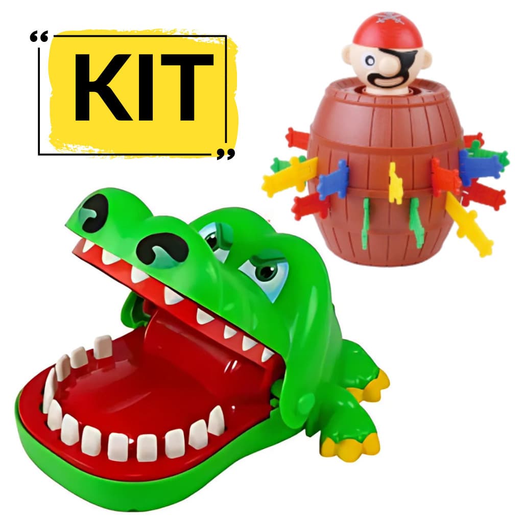 Brinquedos Jogo Jacare Crocodilo Morde Dedo Barril Pula Pirata Jogos Infantil Educativo