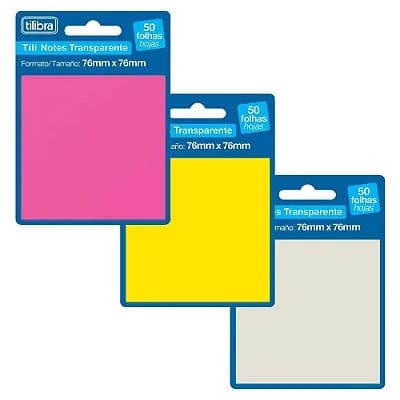BLOCO ADESIVO TILI NOTES TRANSPARENTE 76X76MM TILIBRA