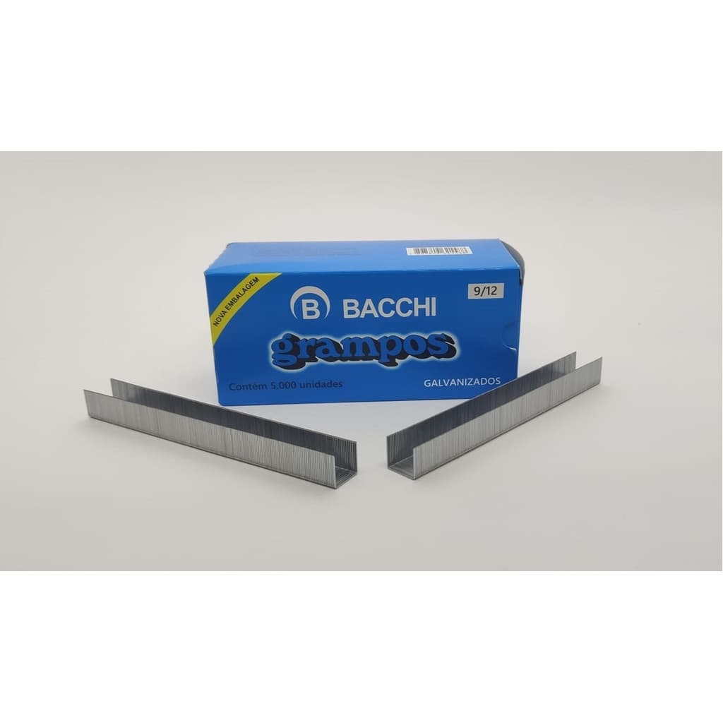 Grampos Bacchi - 9/12 -Galvanizados com 5000 grampos para grampeadores manuais.