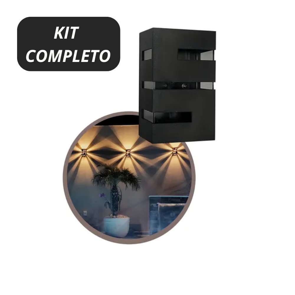 Kit 6 Luminária Arandelas Decoração Externa/Interna de Parede 110V + Kit Instalação
