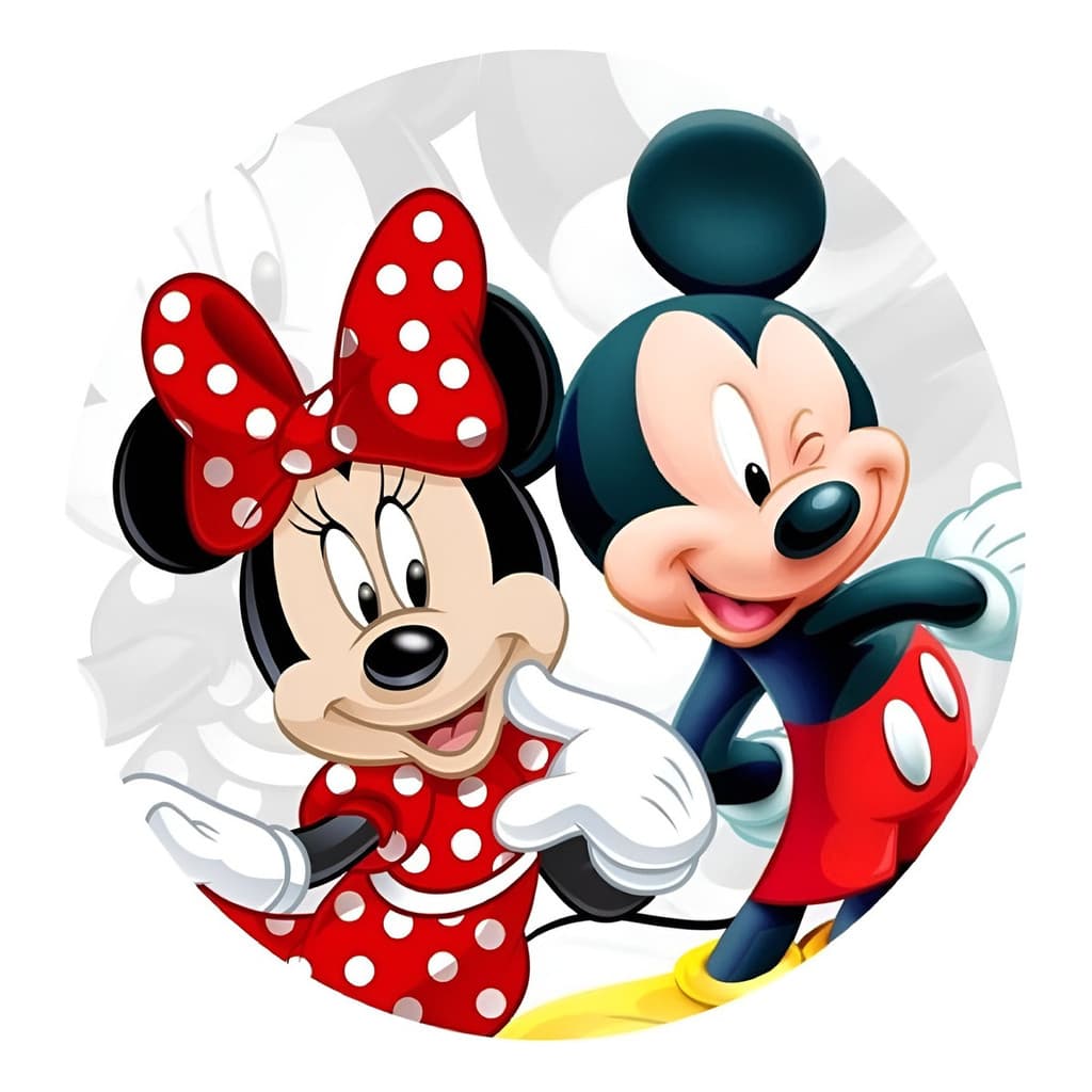 Mini Painel Redondo 50cm Com Capa Estampa Disney Mouse Baby Decoração Prática Para Mesa