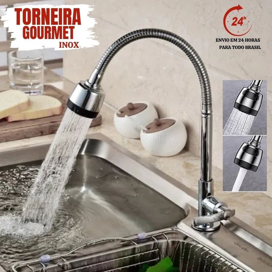 Torneira De Cozinha e Banheiro Gourmet De Parede Bancada Monocromada