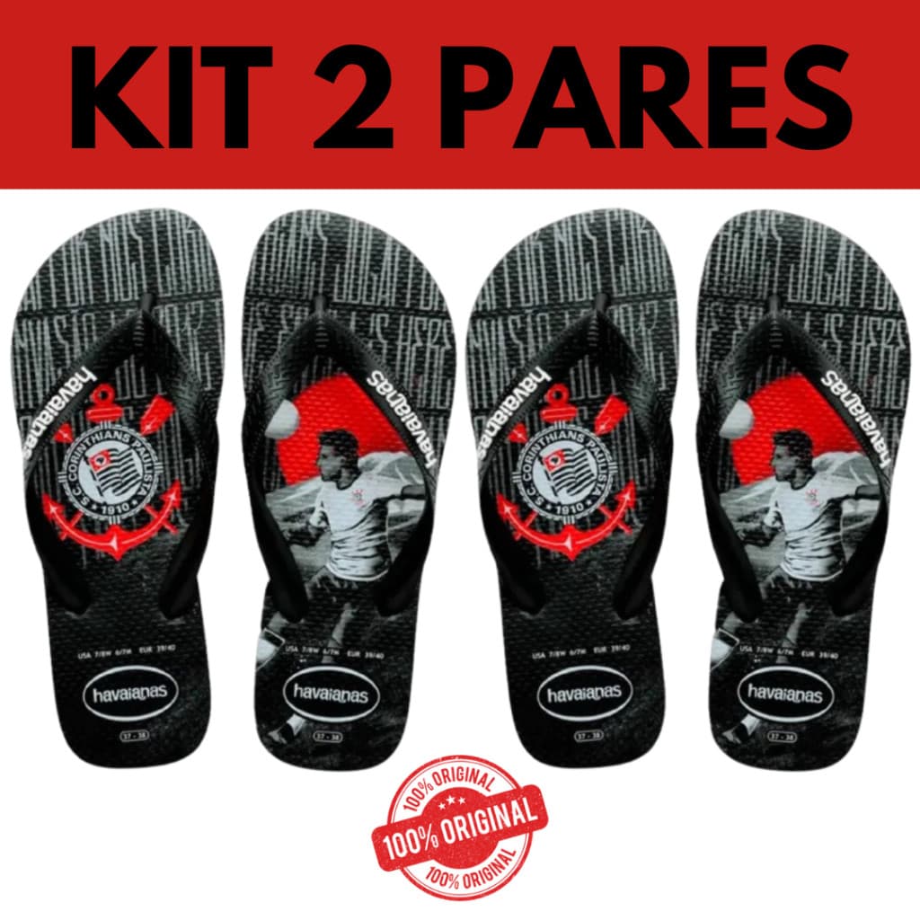 Kit 2 Chinelo Havaianas Masculino Corinthians Havaianas Times Corinthians Original - ENVIO IMEDIATO