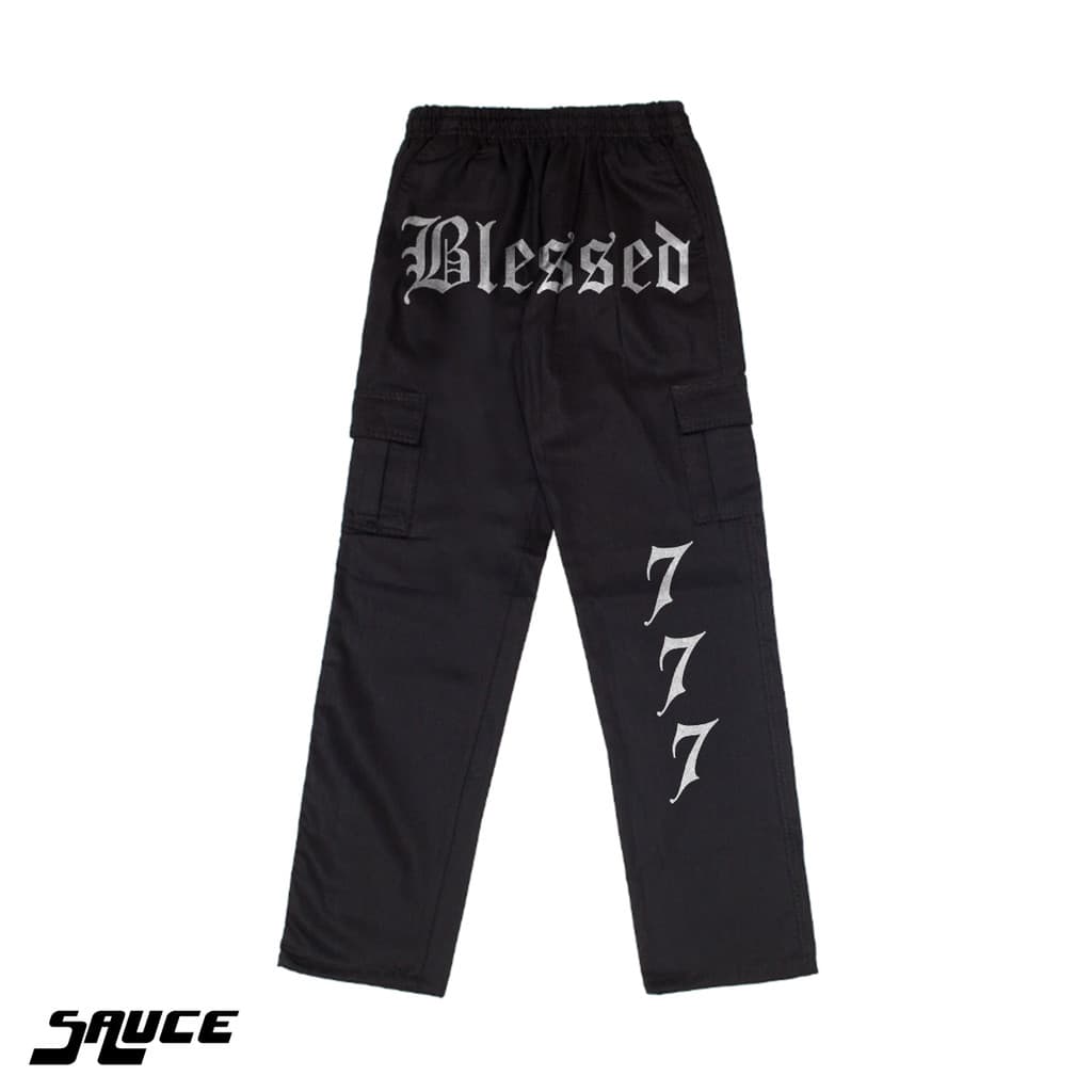 Calça Cargo Blessed 777 Sarja Streetwear Unisex