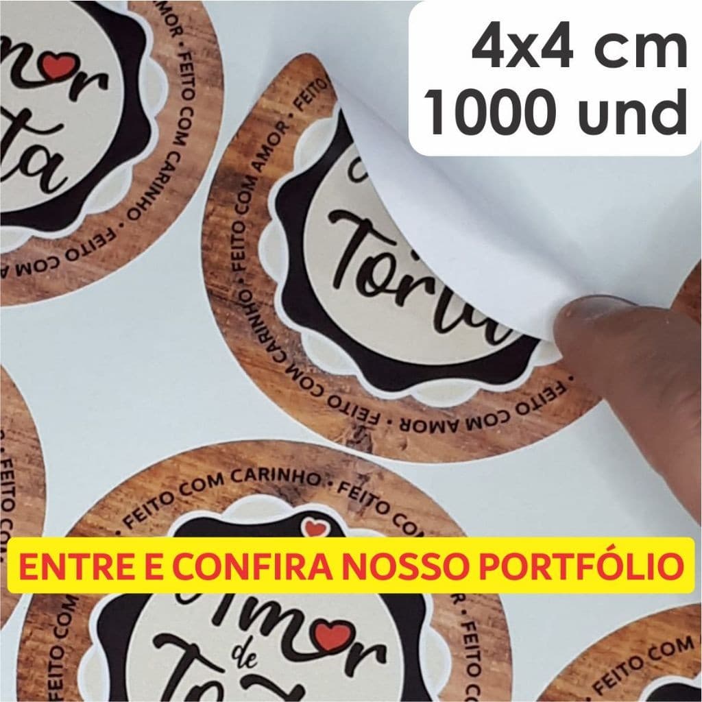 1000 Etiquetas Adesivas Personalizadas - 4x4 Cm
