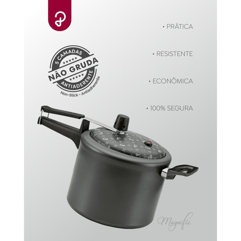 PANELA DE PRESSÃO 4,5L ANTIADERENTE GRAFITE PANELUX MAGNIFIC IDEAL PARA SUA CASA SEGURANÇA E BELEZA