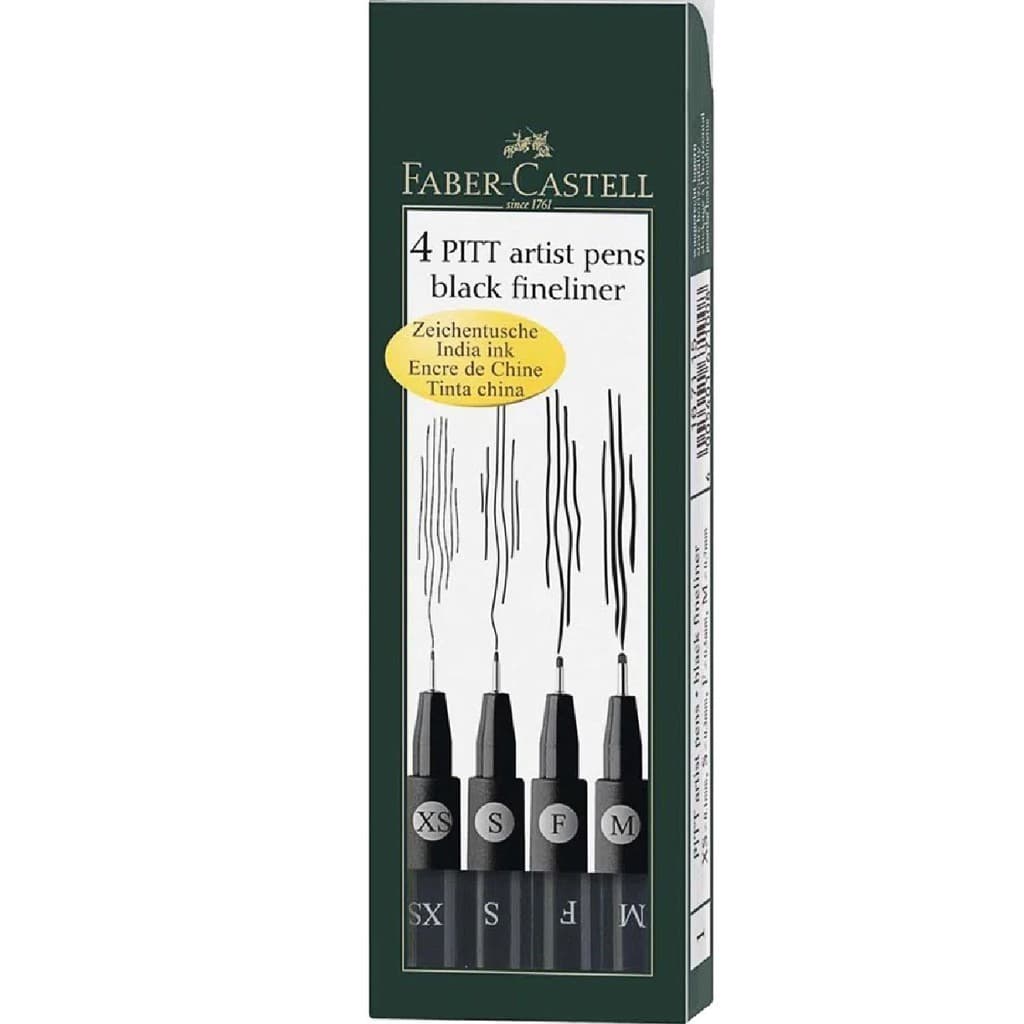 Caneta Artística Pitt Preta Faber-Castell 167115n ArtGraphic Com 4 Pontas