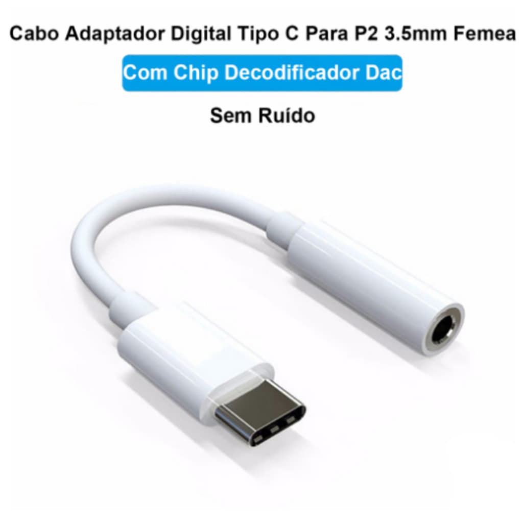 Adaptador de Fone de ouvido Tipo C para P2 3.5mm
