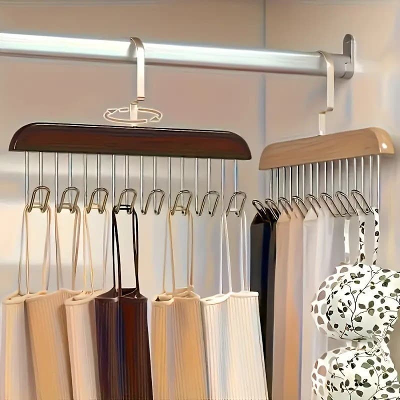 Cabide De Madeira Ondulado Multifuncional De Pendurar Roupas e Utensílios Com 8 Ganchos