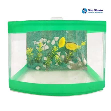 Mini Aquário Ondulado Decorado 14cm – Elegância e Conforto para seu Betta