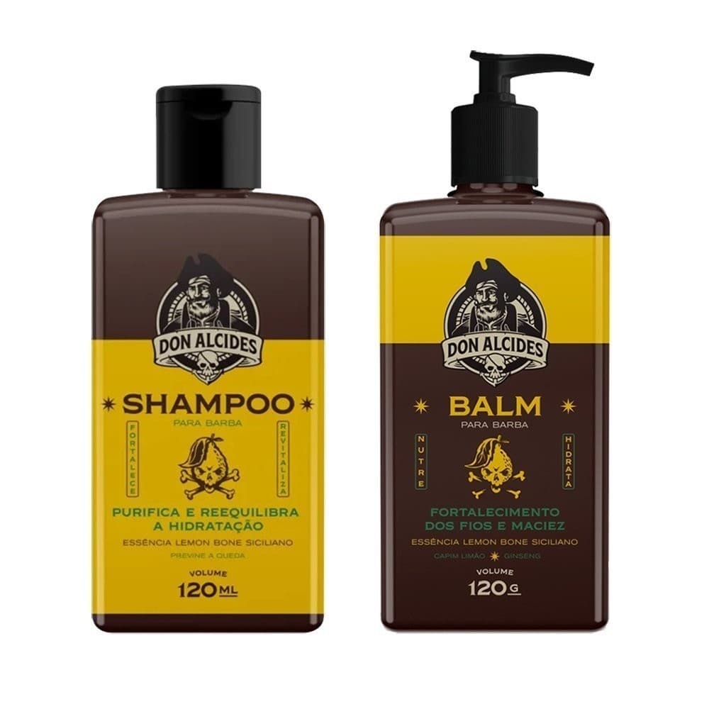 Kit Shampoo e Balm Para Barba Lemon Bone Don Alcides