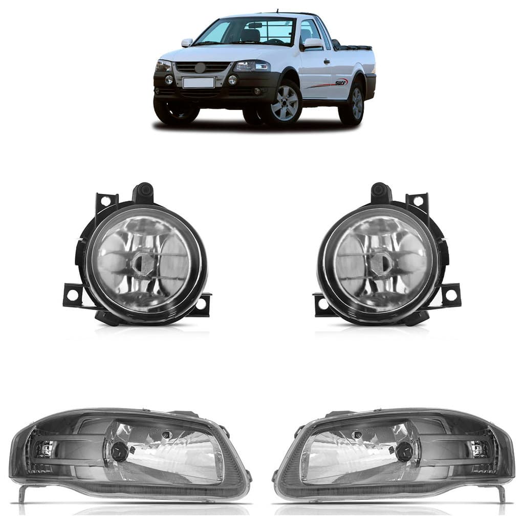 Kit Par Farol Saveiro Surf G4 2006 2007 2008 2009 2010 Máscara Cinza + Par Farol de Milha
