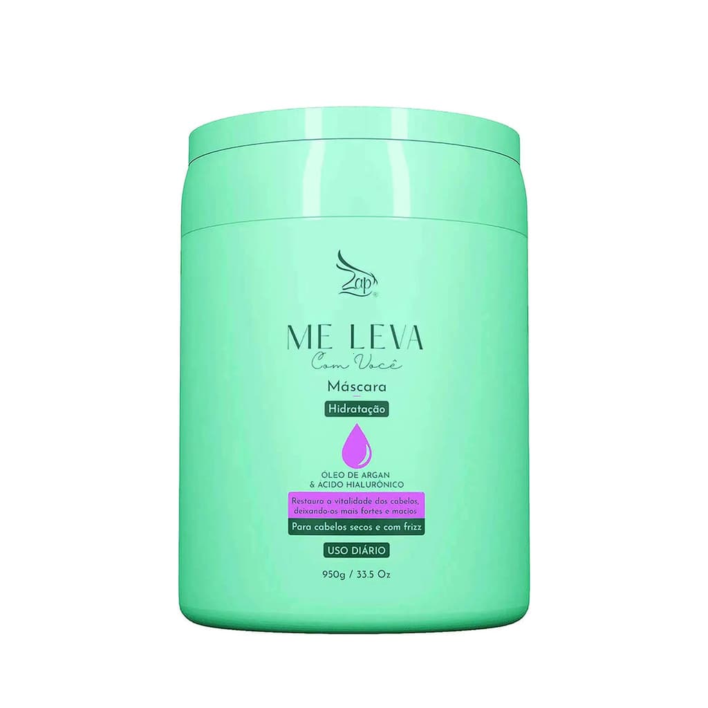 Mascara Hidratação Zap Me Leva Óleo Argan & Ácido Hialurônico Para cabelos secos e com Frizz 950gr