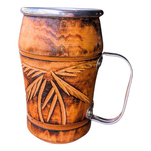 Caneca Alumínio Térmica Rústica Tropical Madeira Comum Útil