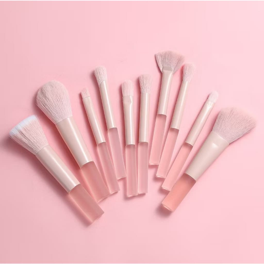 NOVO MODELO Kit 10 Peças Combo De Pincéis De Maquiagem Para Viagem COR ROSAliligirl