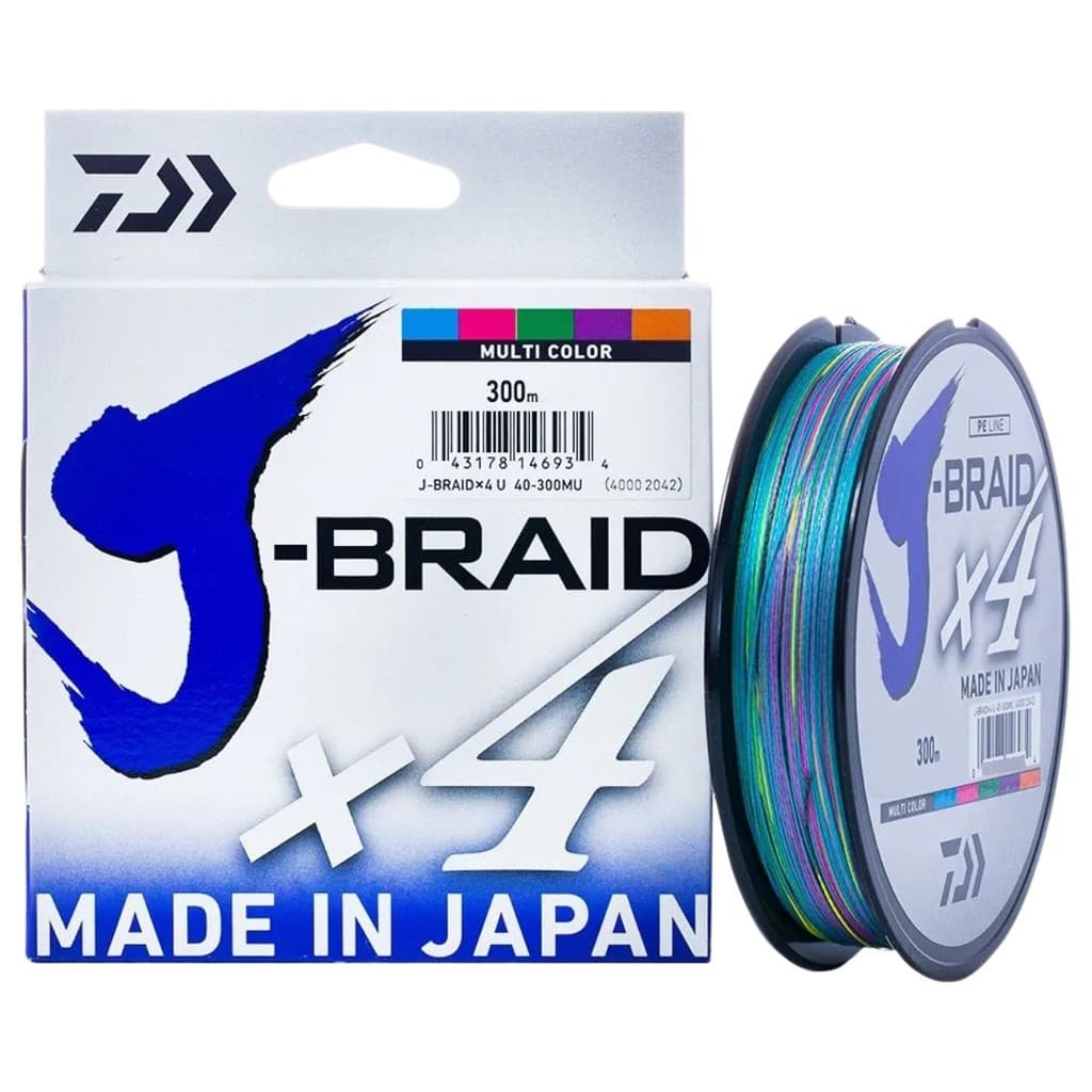 Linha de Pesca Multifilamento Daiwa J-braid X4 300m Multicolorida resistente