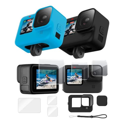 Kit Película Vidro Gopro Hero 12 11 10 9 + Capinha Silicone