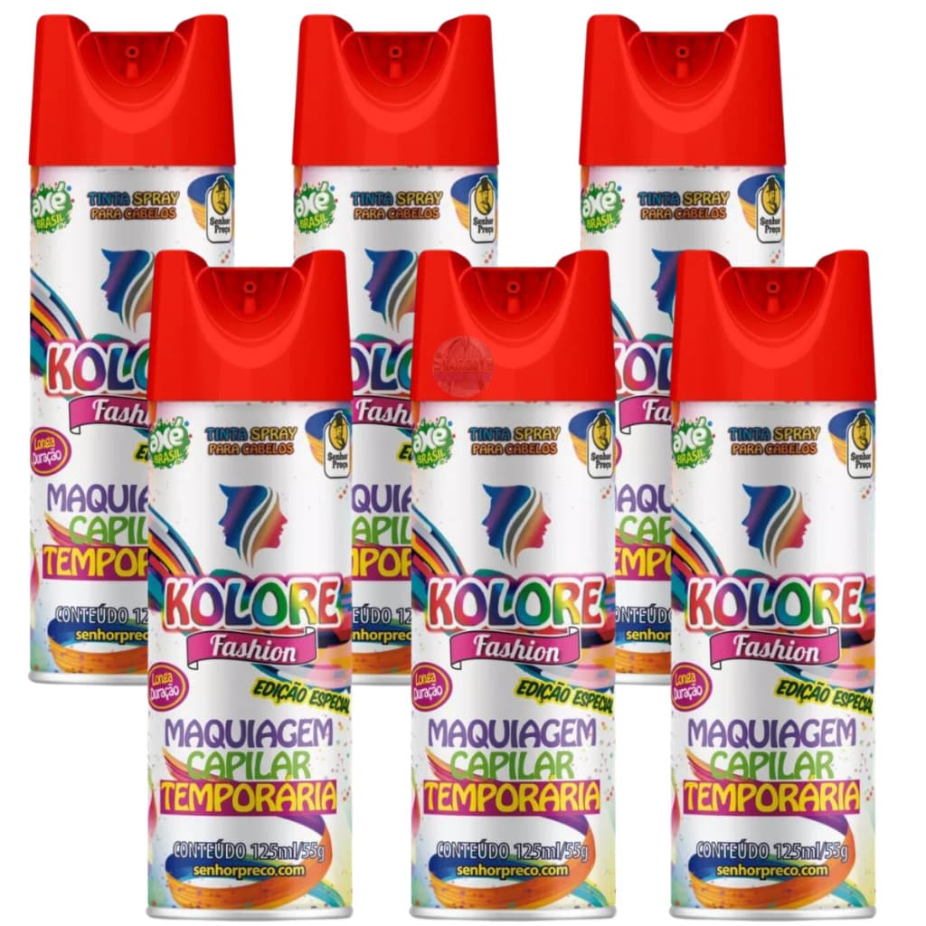 Tinta Pinta Cabelo 125ml Kolore Fashion Vermelho e Azul, kit com 3 e 6 unid