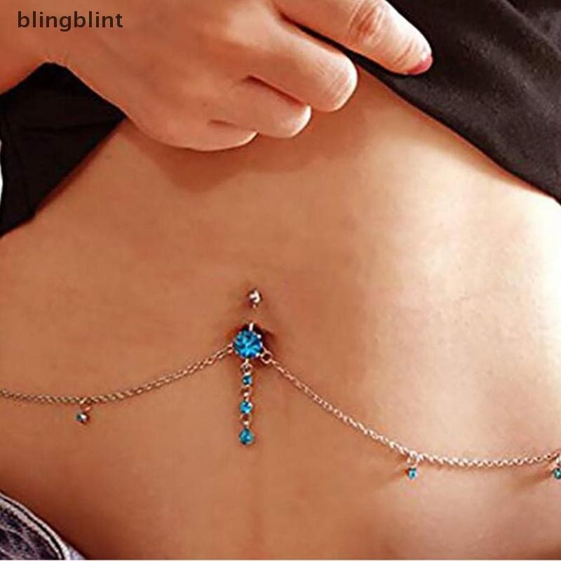 [blingblint] Moda Aço Cirúrgico Umbigo Cintura Corrente Piercing Anel Joias Corporais BR