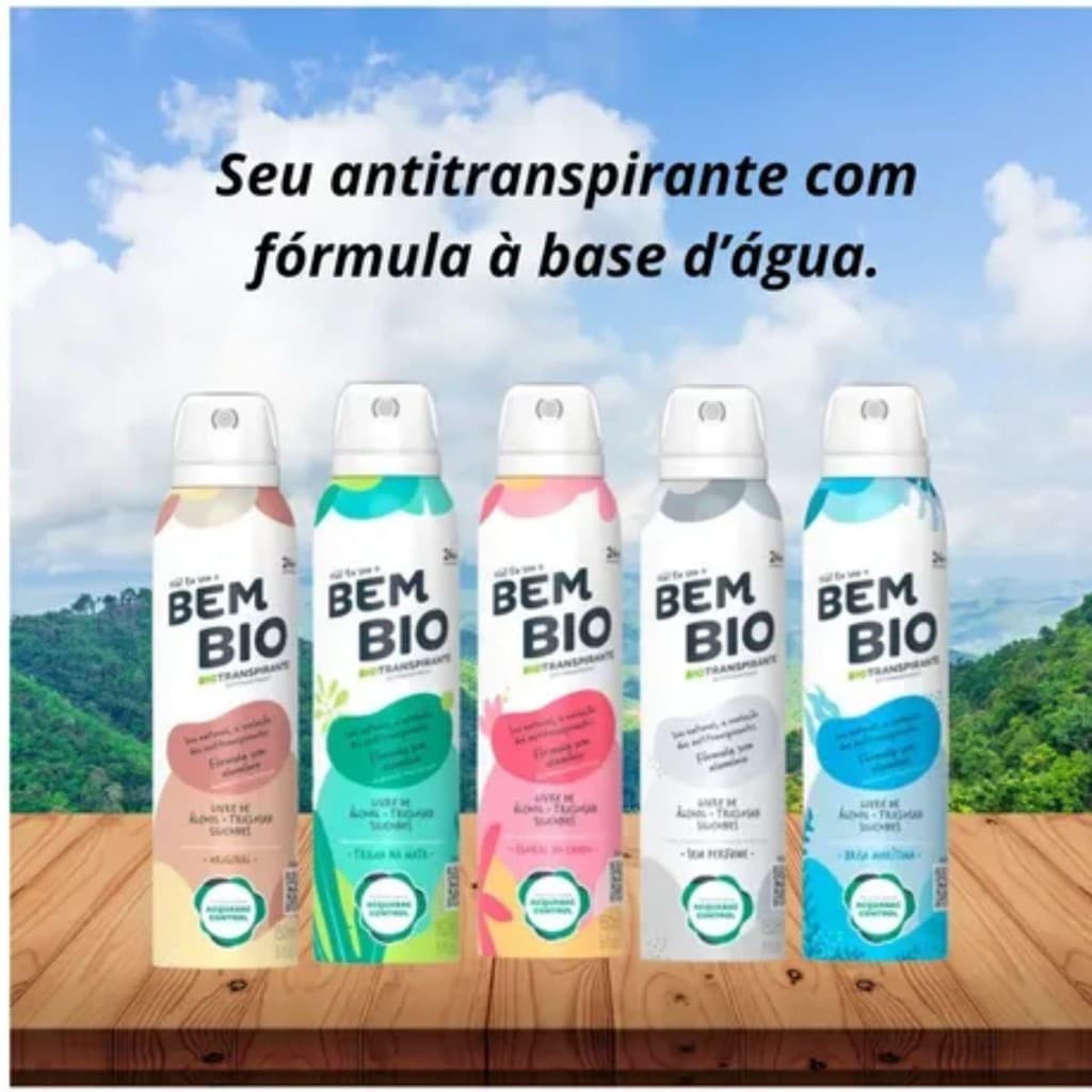 BioTranspirante Spray BemBio 150ml A Base d´agua - 0% Alumínio 0% Álcool 0% Triclosan 0% Silicone