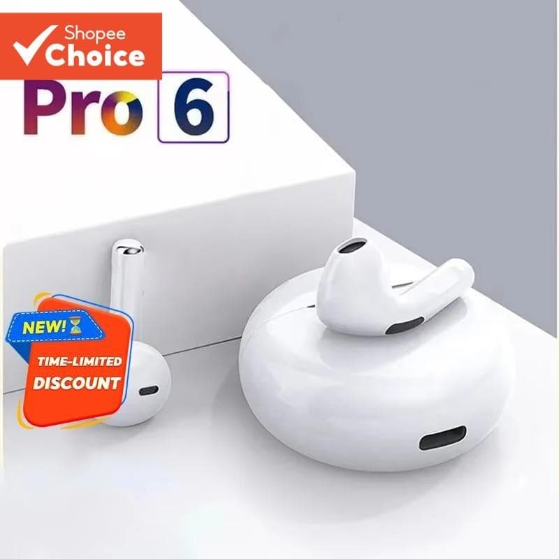 Pro 6 Cor Branca Apenas Fones De Ouvido HD Chamadas Som De Alta Qualidade Estéreo TWS Sem Fio Controle De Toque Bluetoot