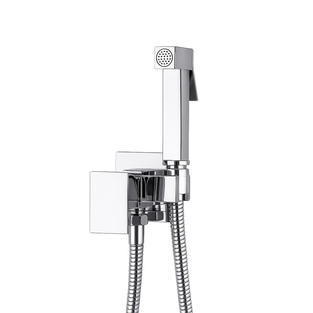 Ducha Higiênica Para Banheiro Quadrada Inox 1/4 de Volta Moderna Pesada Linha Premium