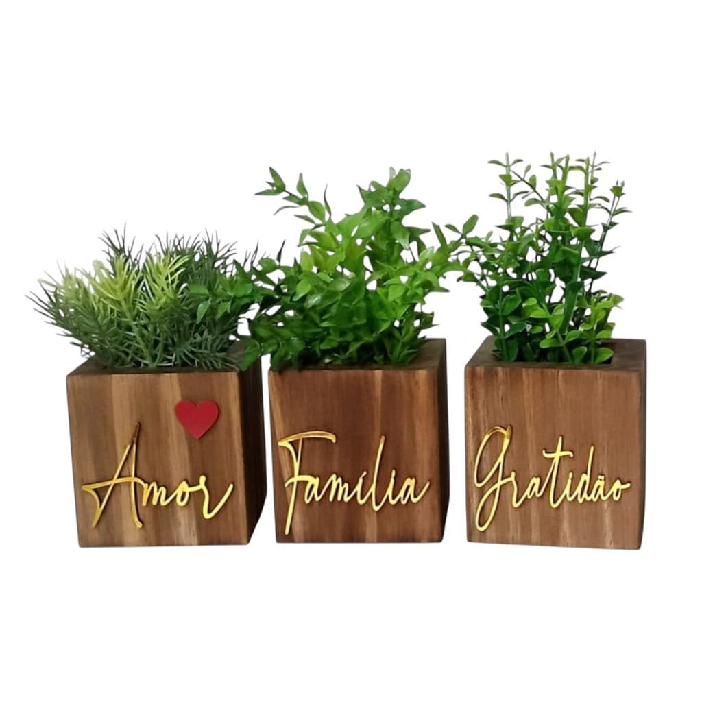 Vasinhos Decorativos Amor Familia Gratidao Dourado