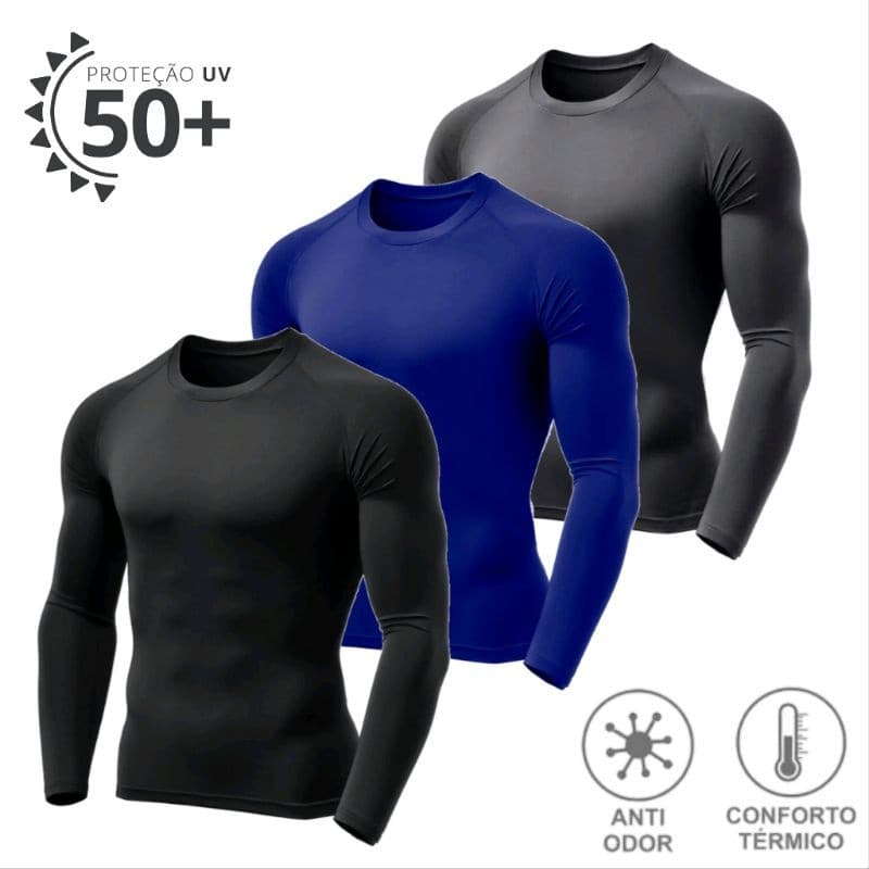 Camisa  Segunda Pele Térmica Proteção Solar  Uv50+ Unisex Camiseta Malha Fria