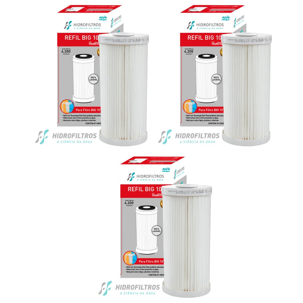 KIT 03 UN Refil Hidrofiltros P/ Filtro Big 10 Original