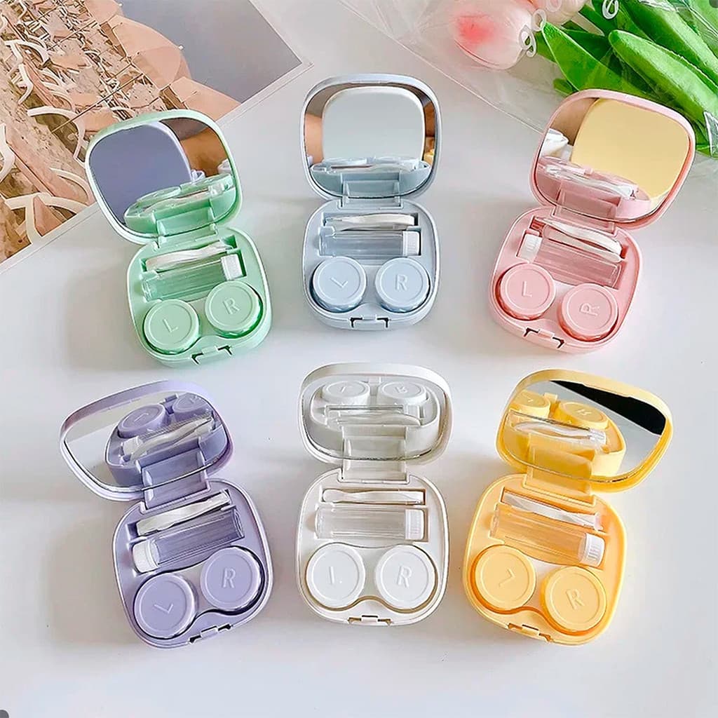 Mini Estojo Porta Lente De Contato Kit Pinça Ventosa Espelho Sortido