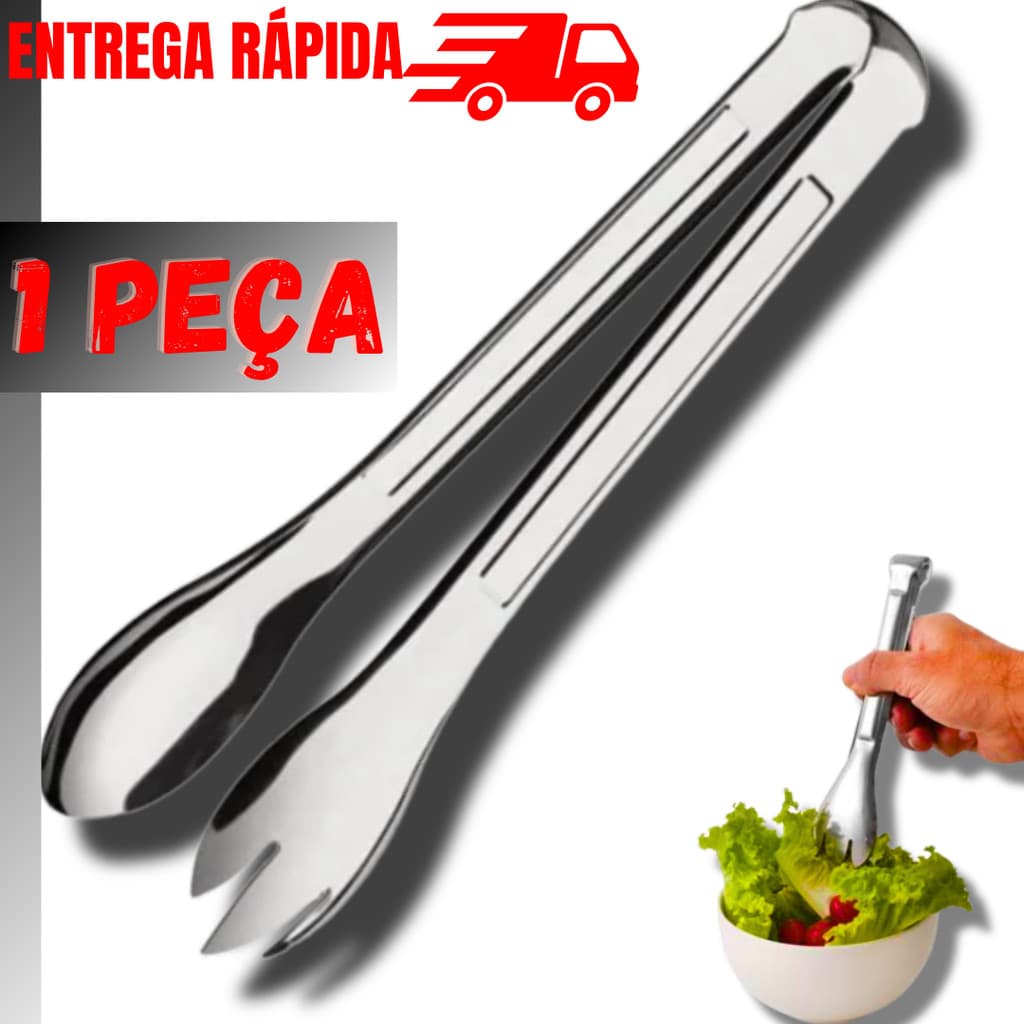 Pegador Para Salada Multiuso Massas Macarrão em Aço Inox Pinça Original De Qualidade
