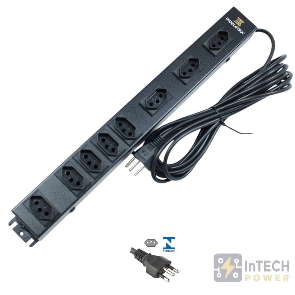 FILTRO DE LINHA PADRAO RACK 19 POL. 8 TOMADAS ATÉ 10A - 127V - CABO 5,0M PRETO