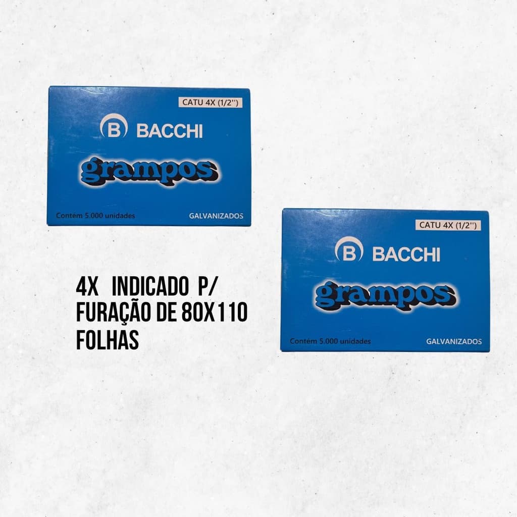 Grampos Bacchi - 4x Catú - galvanizados com 5000 grampos.