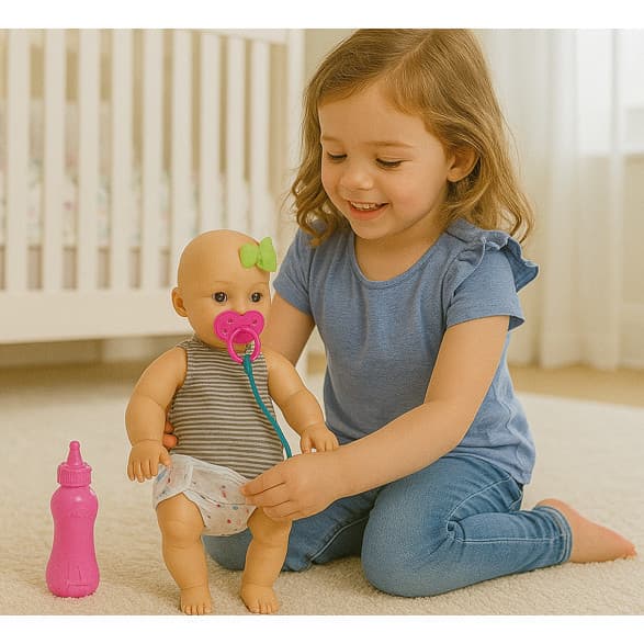 Boneca Babidu Papinha Dodói Xixi Brinquedo Barbie Fralda Bebê Casinha Comidinha Urso Menina Reborn