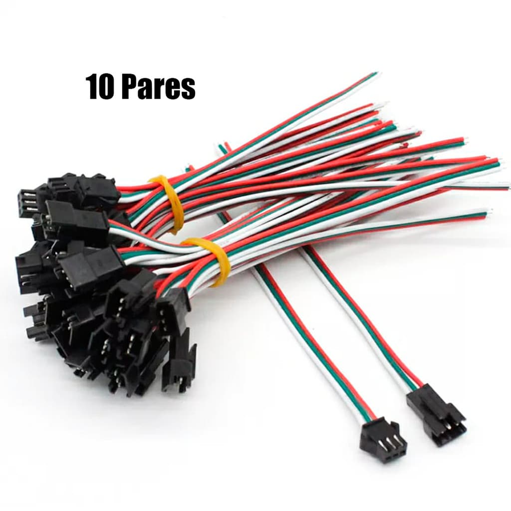 10 Pares Conector Engate Rápido 3 Pinos 3 Fios Macho E Fêmea