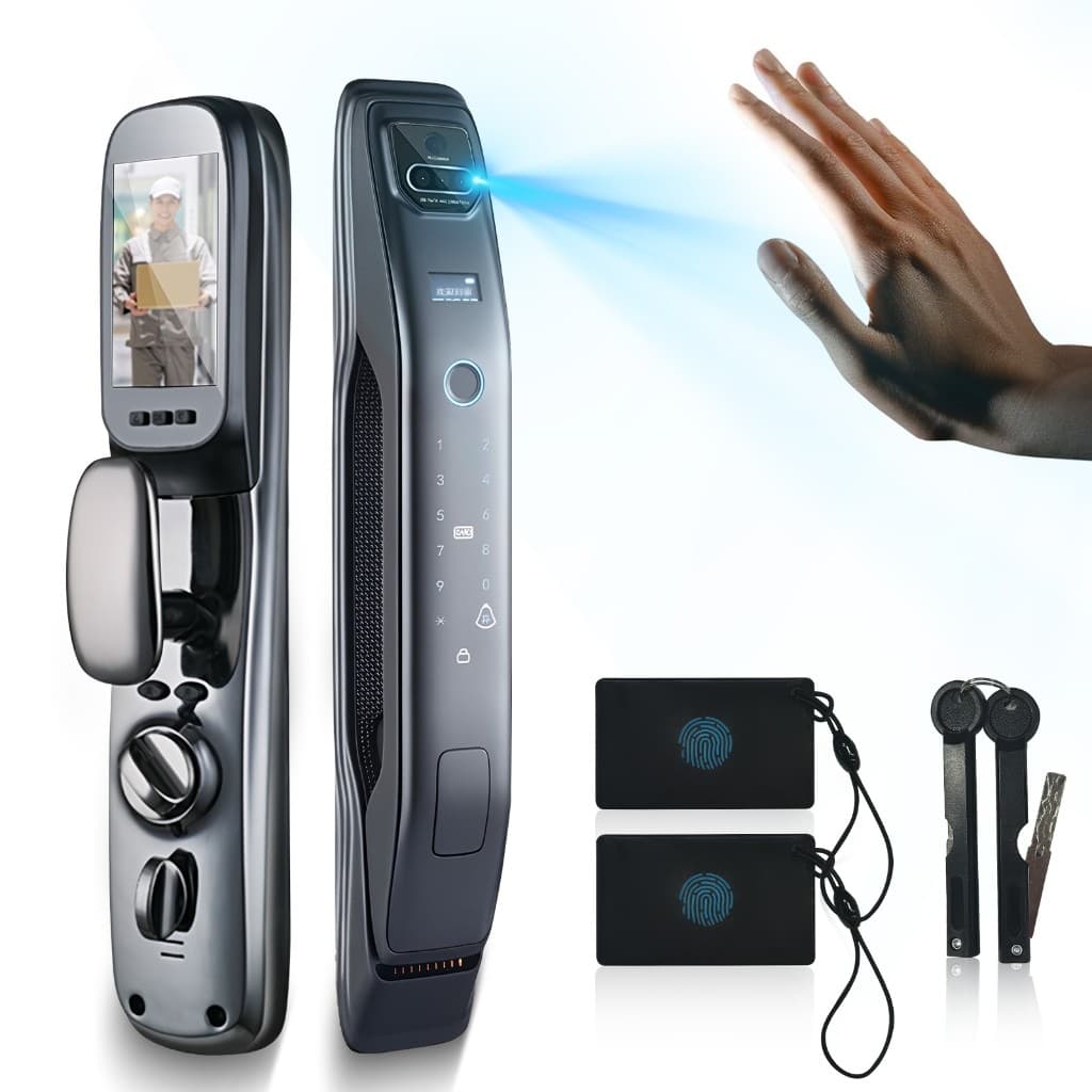 Fechadura Digital Biométrica Inteligente Câmera Touch Senha 7 Formas de Acesso, Câmera e App Tuya